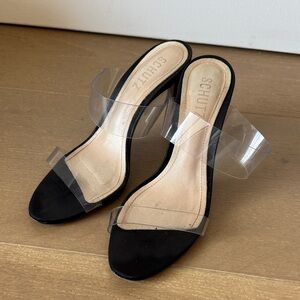 SCHUTZ Ariella Black and Transparent Heels